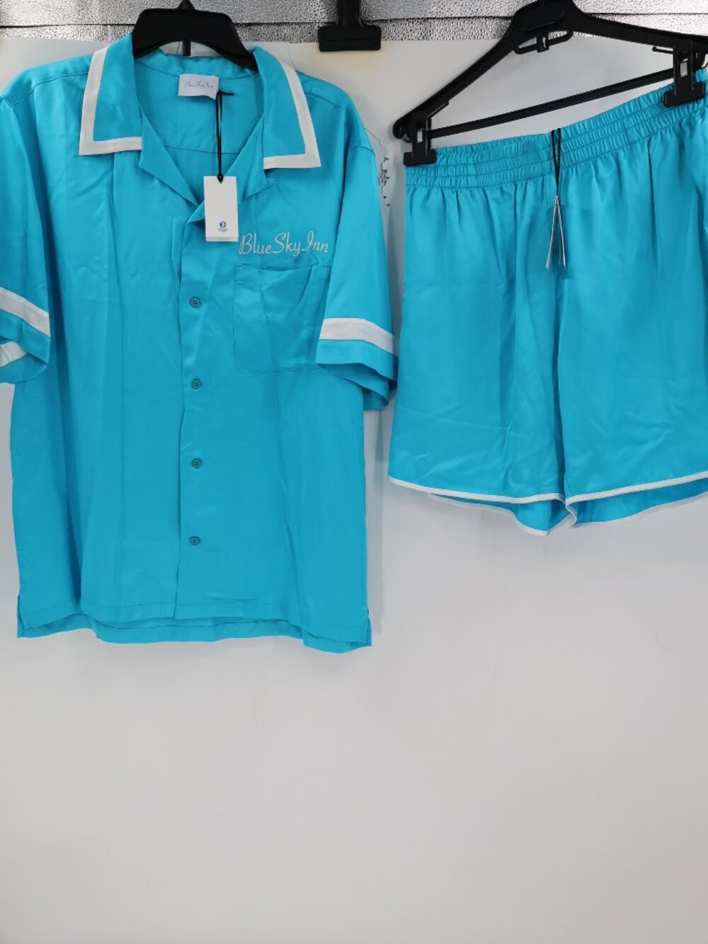 NWT Blue Sky Inn Lounge Set Men's S/M Turquoise Waiter Shirt Shorts pool party